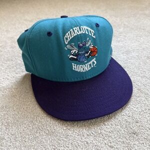 VTG New Era 5950 Pro Model Charlotte Hornets Teal Hat Cap Size 7 1/8 Wool Cap